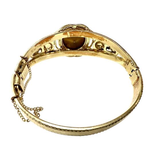 VTG Whiting & Davis Dazzling Watermelon Rivoli Hinged Bangle Bracelet In Gold - Picture 6 of 6